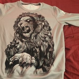 Silver lion statue oversized sweatshirt